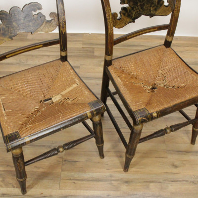 7 American Paint Decorated Chairs 19th C