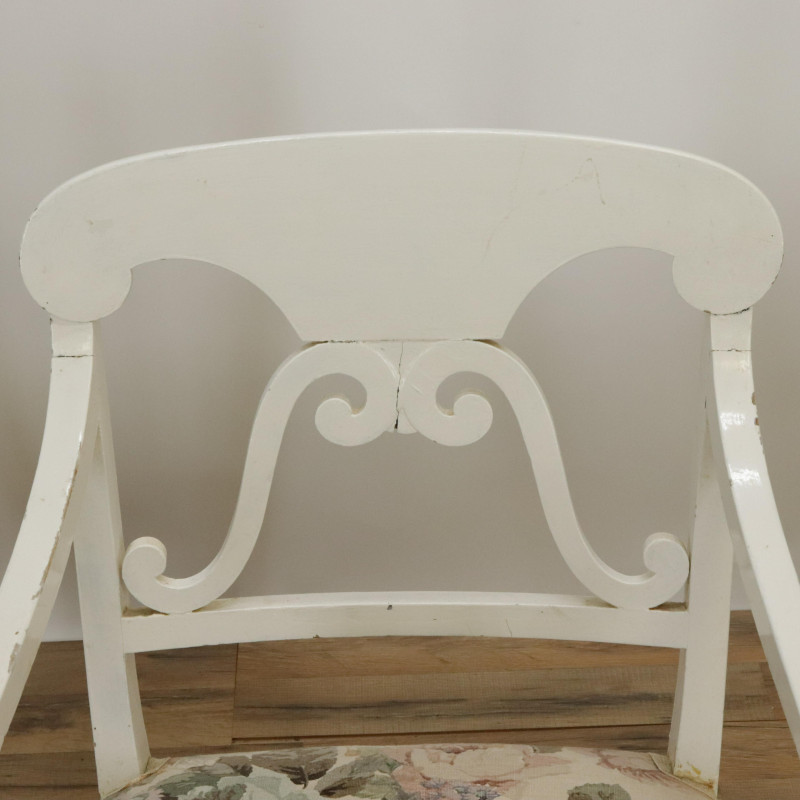 Pr of 19th C Painted Swedish Arm Chairs