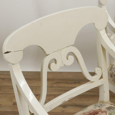 Pr of 19th C Painted Swedish Arm Chairs