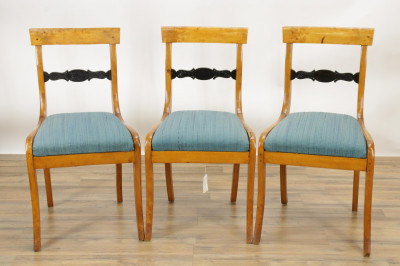 3 Karl Johan Biedermeier Side Chairs19th C