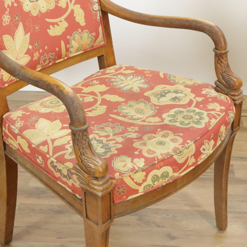 Empire Style Cherry Fauteuil Painted Side Chair