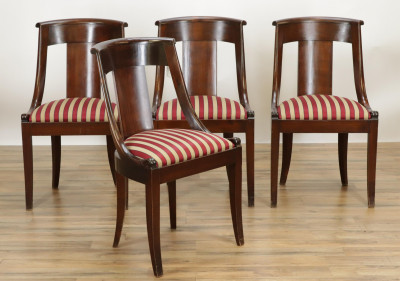 4 Mahogany Empire Dining Chairs