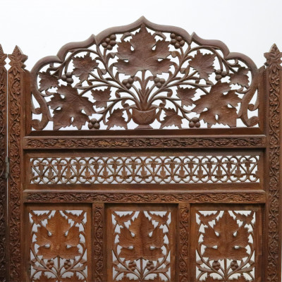 Indian Pierced Carved Folding Four Panel Screen