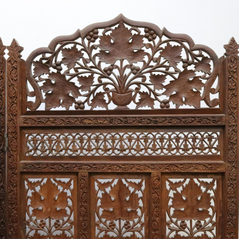 Indian Pierced Carved Folding Four Panel Screen