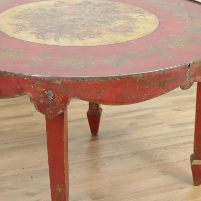 Red Tole Peinte Low Table 19th C