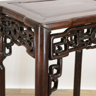 Asian Carved Hardwood Tall Stand