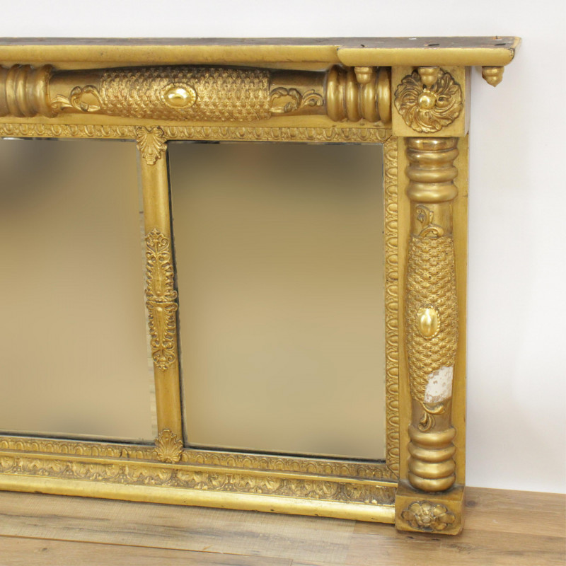 American Classical 3Part Gilt Over Mantel Mirror