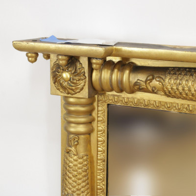 American Classical 3Part Gilt Over Mantel Mirror