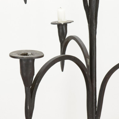 Pair Baroque Style Wrought Iron Torchieres