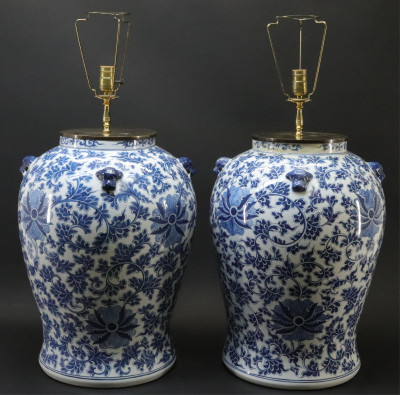 Image for Lot Pair of Massive Asian Porcelain Lamps