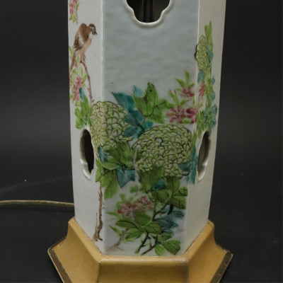 Chinese Porcelain Wig Stand/Lamp 19th C