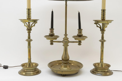 Pair Victorian Brass Lamps Brass Bouillotte Lamp