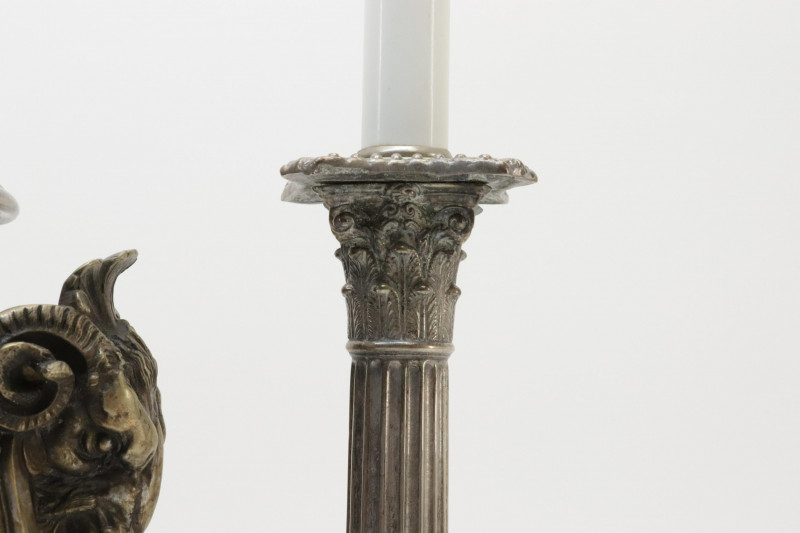 3 Lamps; Pair NeoClassic Style Silverplate Lamps