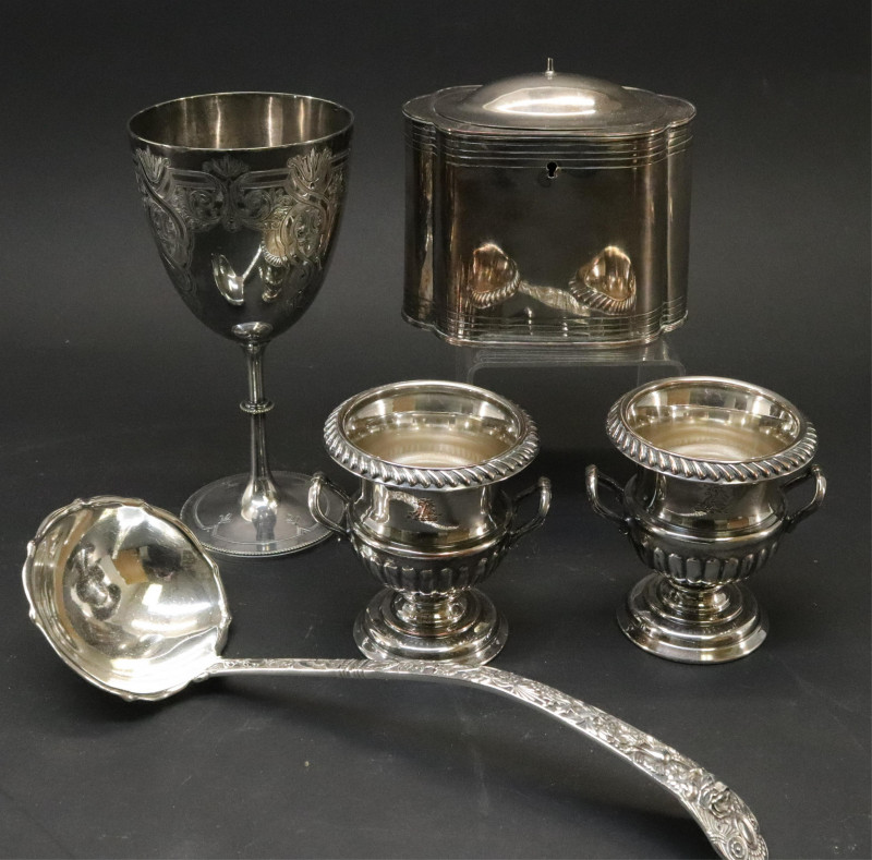 Group of Five Antique Silverplate Items