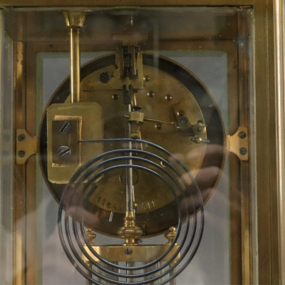 2 Tiffany Co Brass Glass Mantel Clocks