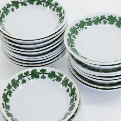 Partial Meissen Green Vine Pattern Porcelains