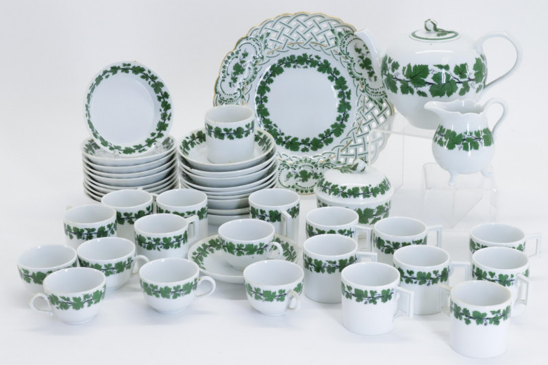 Partial Meissen Green Vine Pattern Porcelains