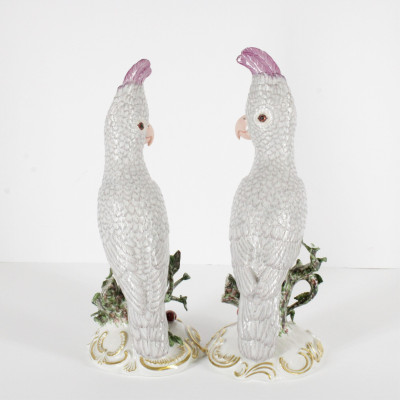 Pair Nymphenburg Porcelain Cockatoo Figurines