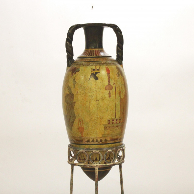 Repro Greco/Roman Pottery Amphora on Stand