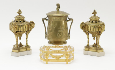Image for Lot 4 Gilt Bronze Table Items 19th/20th C