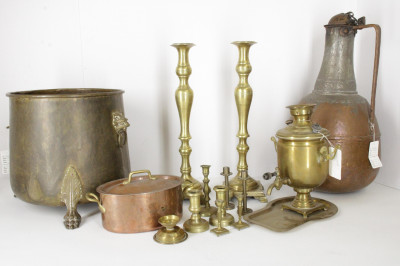 15 English Continental Brass Copper Items