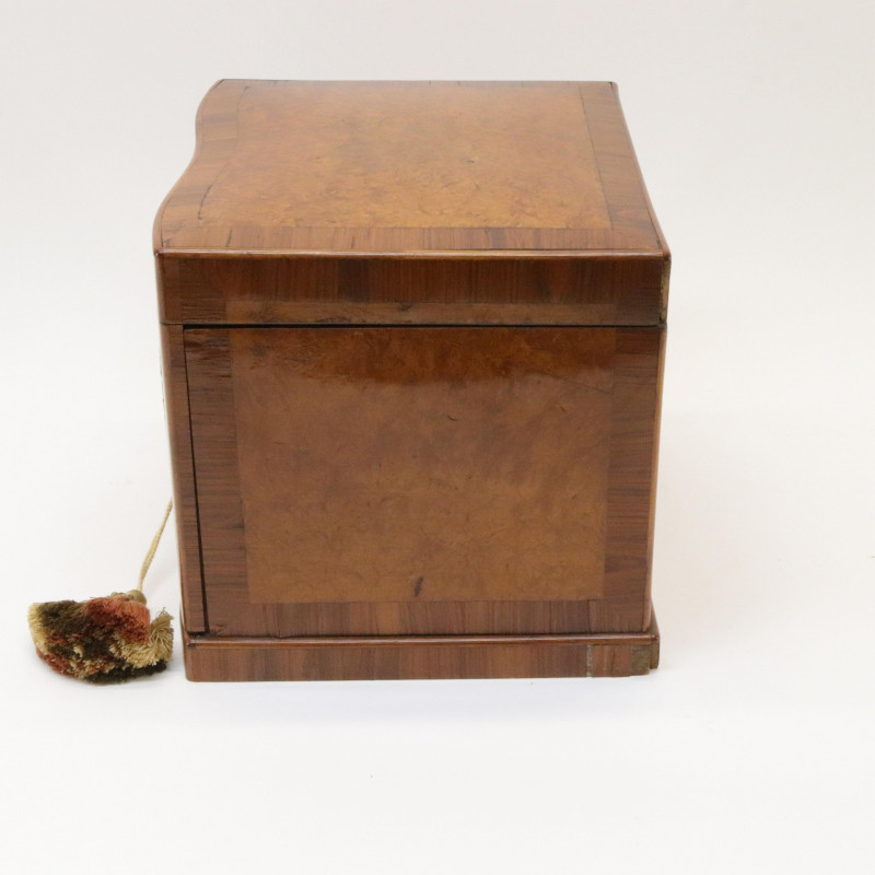 19th C Burled Wood Tantalus / Cigar Box