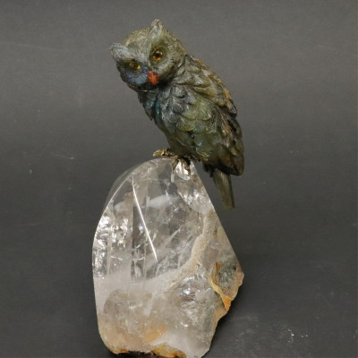 Image for Lot Carved Hardstone Rock Crystal Owl