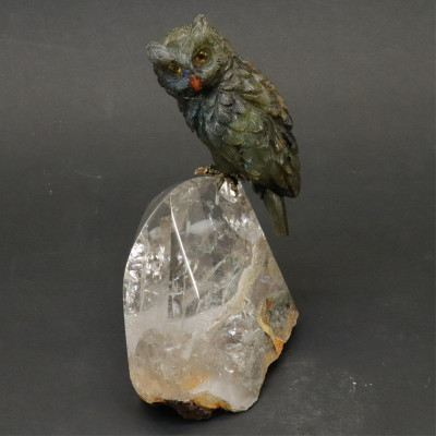 Carved Hardstone Rock Crystal Owl