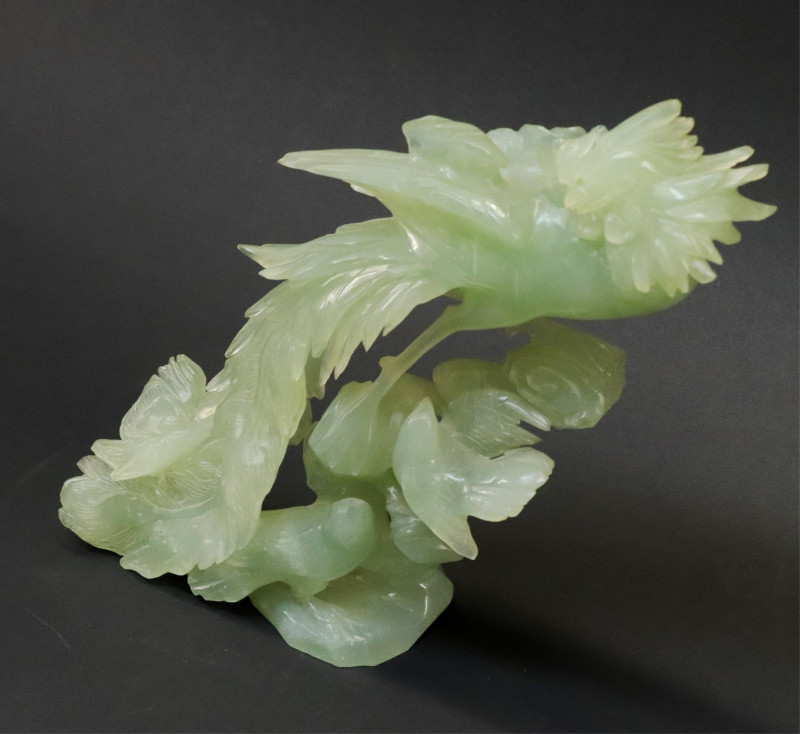 Chinese Carved Green Jadeite Phoenix