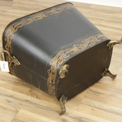 Victorian Stenciled Black Painted Tole Coal Hod