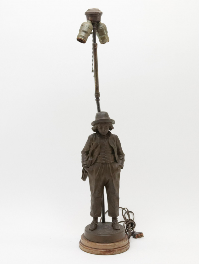 Jean Garnier Boy/Violin Bronze Lamp