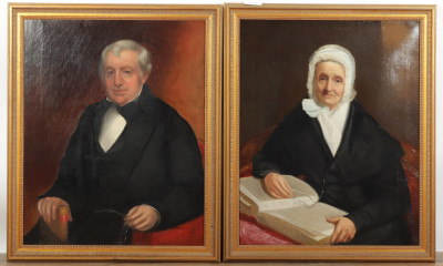 Pair Herrick Family Portraits American 19th C