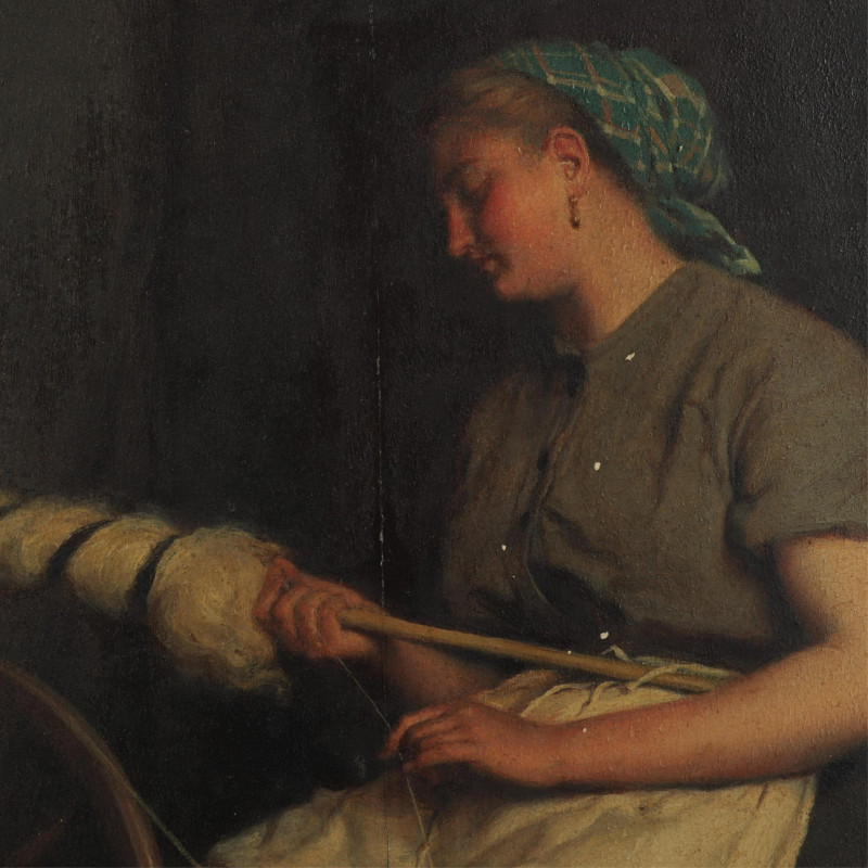 Charles Moreau Woman Spinning Loom