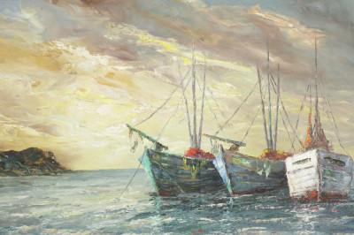 Herbert August Uerpmann Ships on Coast