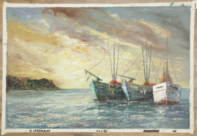 Herbert August Uerpmann Ships on Coast