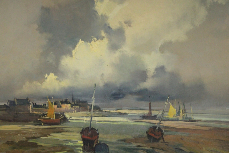 Lucien Fournet Sailboats at Low Tide