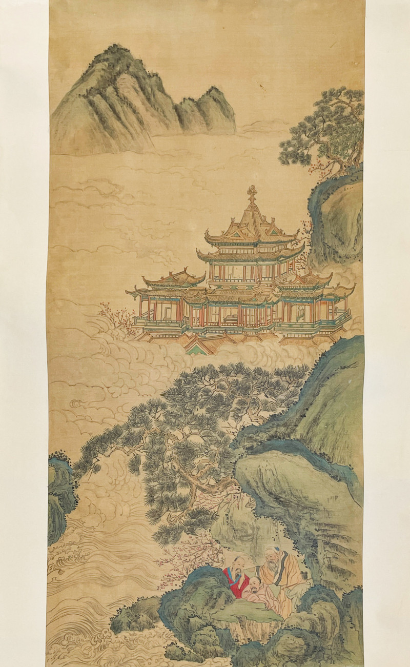 A Chinese Silk Scroll Painting likely 20th century