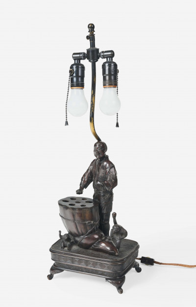 Image for Lot An Antique Japanese Figural Lamp 20th Century