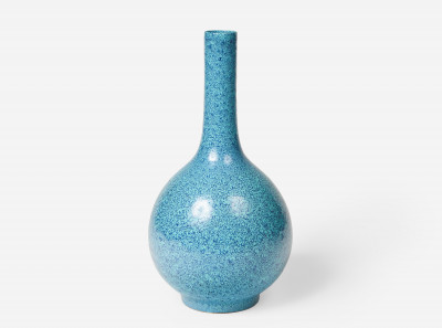 A Tall Robins Egg Blue Glaze Chinese Vase