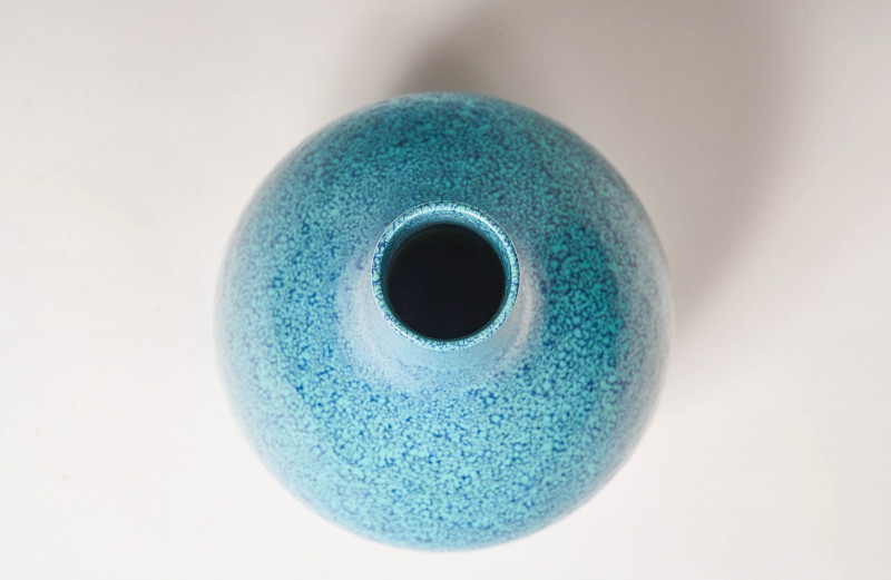 A Tall Robins Egg Blue Glaze Chinese Vase