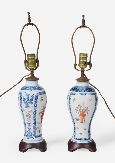 A Pair of Chinese Porcelain Lamps 20th Century