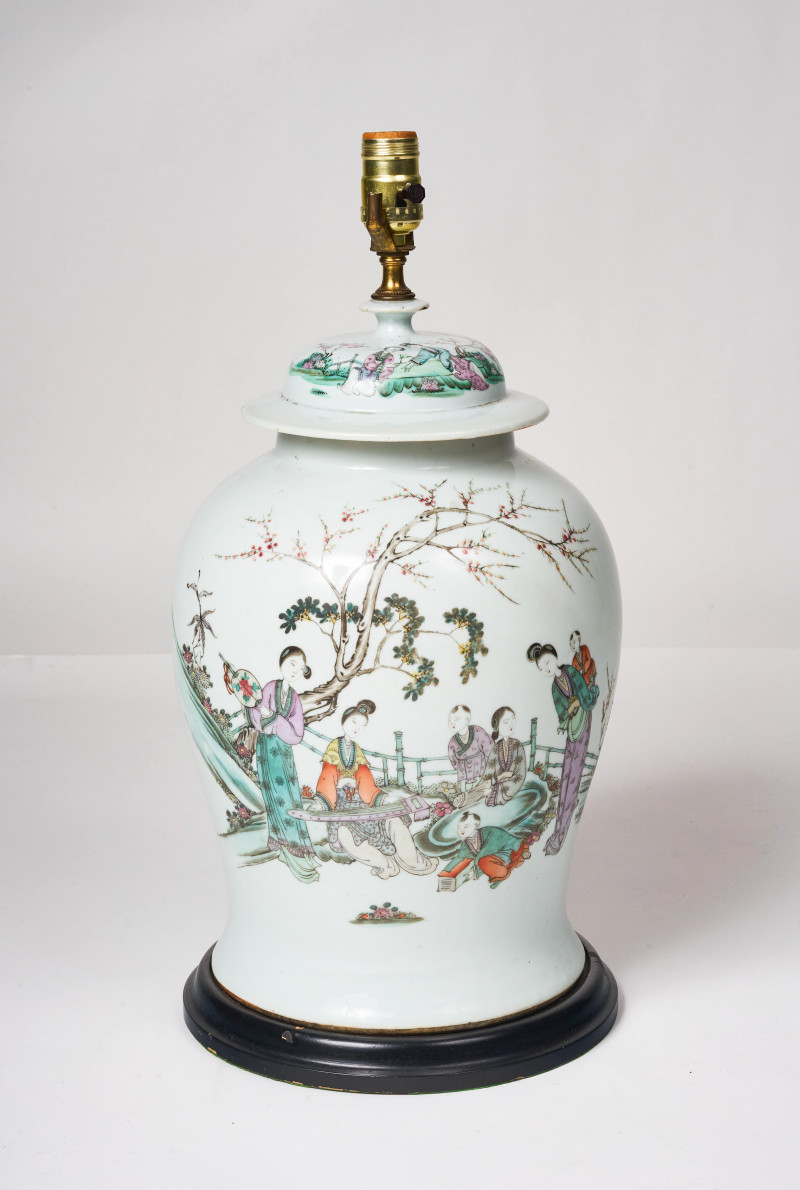 A Large Painted Ceramic Temple Jar, 20th Century