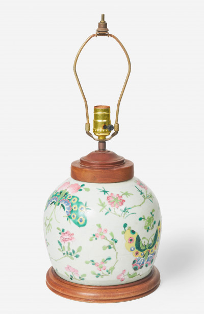 A Chinese Famille Rose Ceramic Jar with Butterfly Decoration