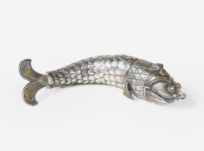 Image for Lot Unknown Metalsmith - George III Style Silver Articulated Fish Vinaigrette