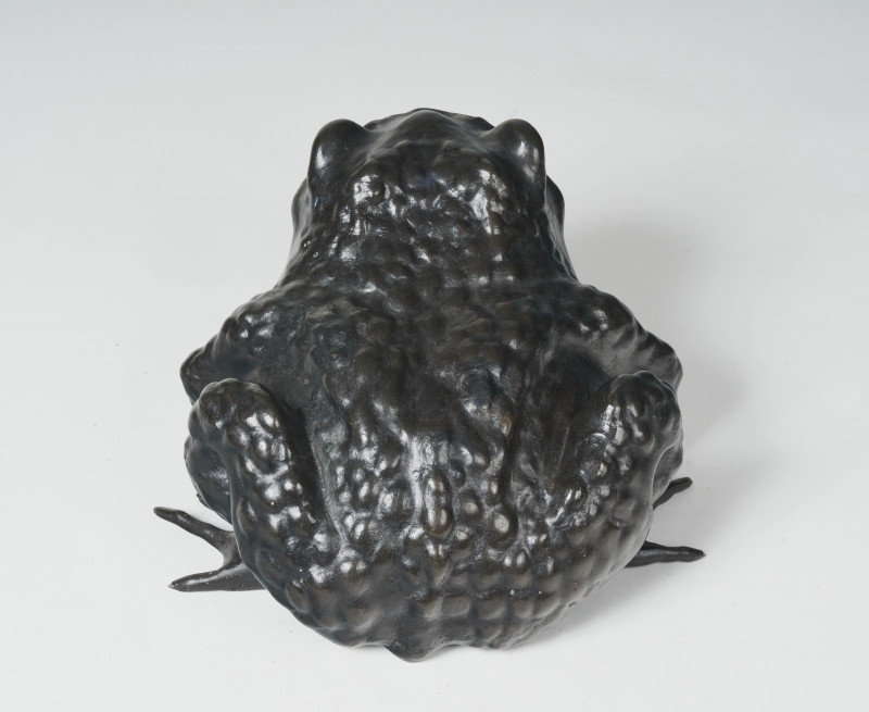 Unknown Artist - bronze 'Kaeru' sculpture of a frog