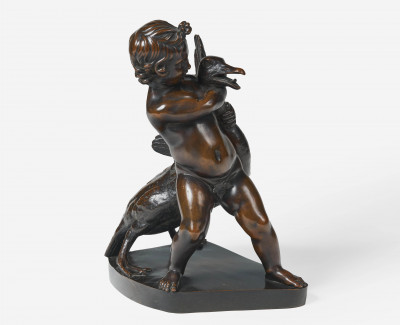 Image for Lot Unknown Artist - bronze Putti with Goose