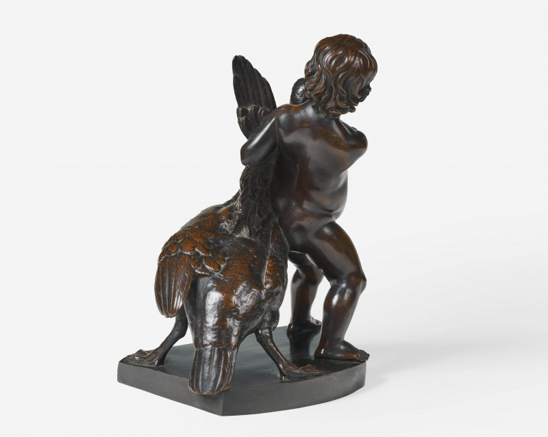 Unknown Artist - bronze Putti with Goose