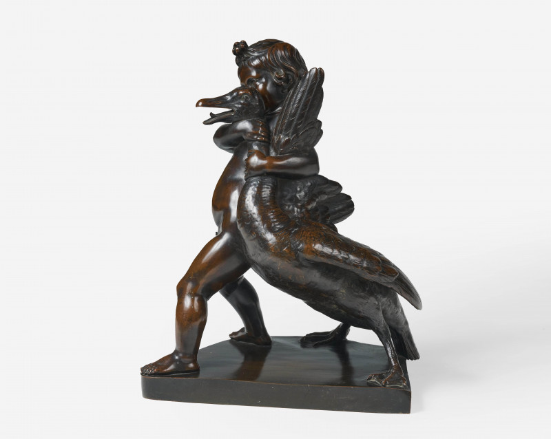 Unknown Artist - bronze Putti with Goose