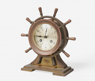 Salem Ships Bell Co - Antique Brass Ships Wheel Clock