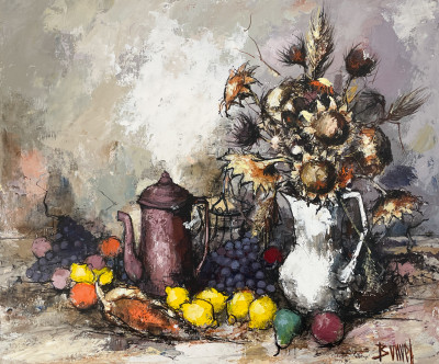 Manuel Monton Bunuel - Still Life with Fruit and Flowers (2)